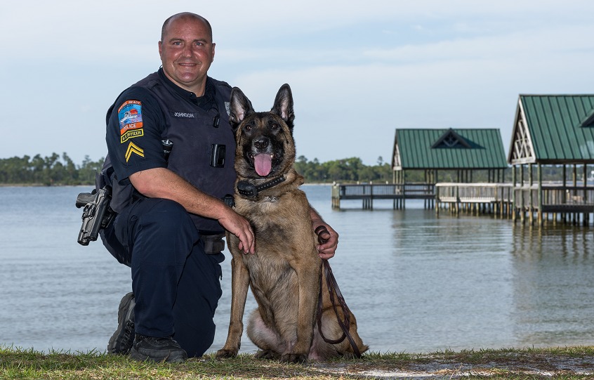 Corporal Johnson and K9 Axle