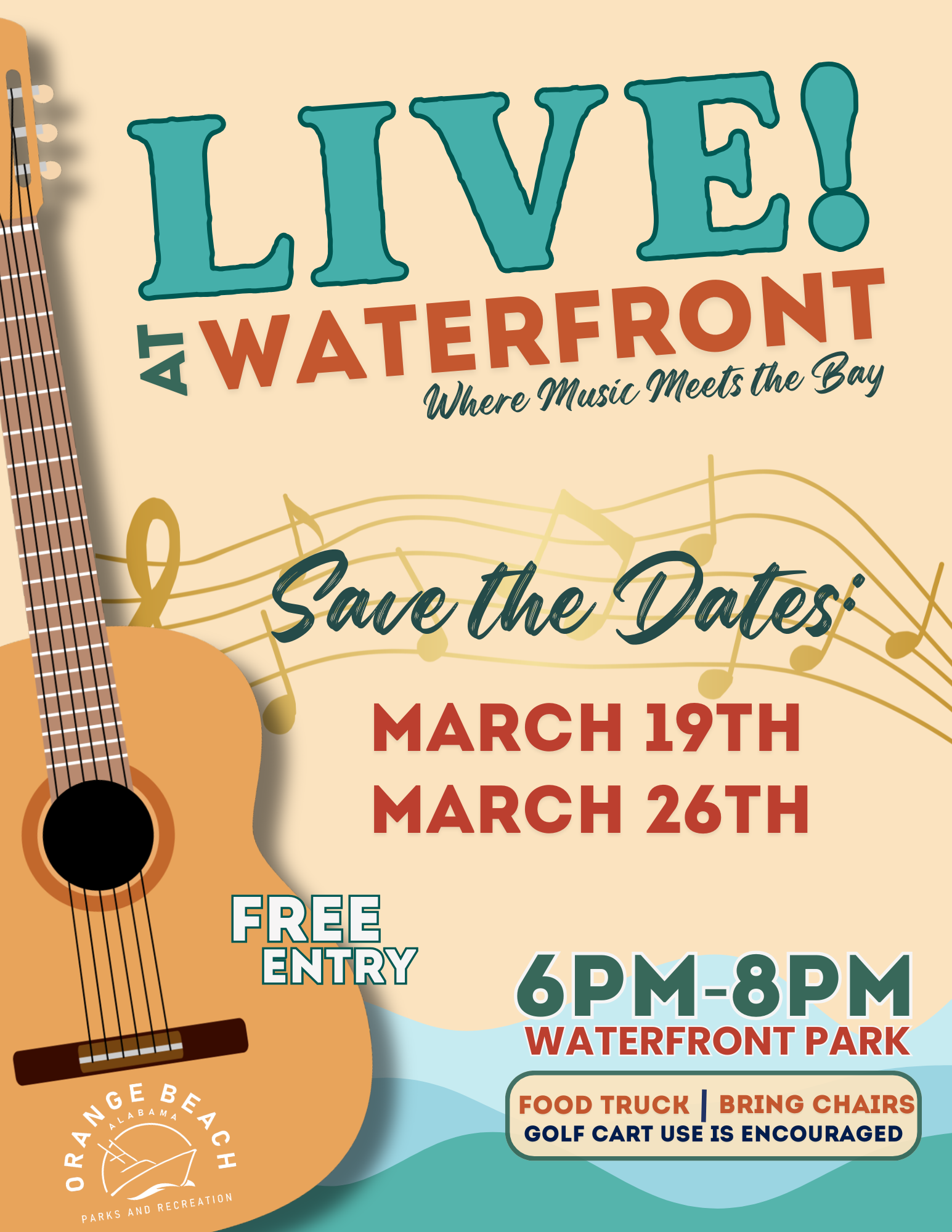 Live at Waterfront-Where Music Meets the Bay event promotional graphic
