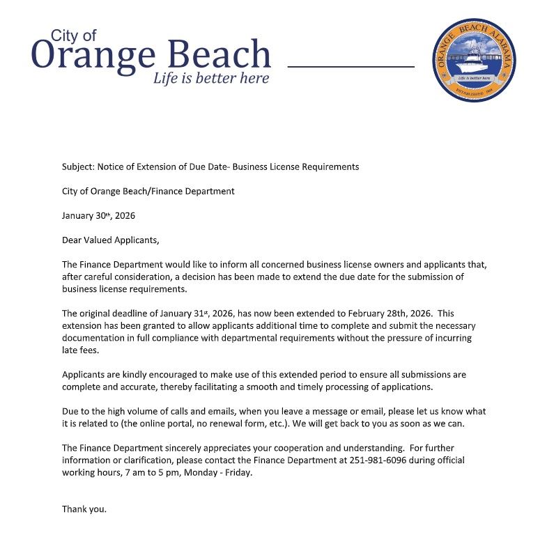 2026 Business License Deadline Extension